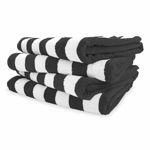 Monarch Brands California Cabana Towels, 30in x 70in , Black, 4PK PNP-CABANA-BK - main